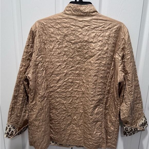 Chicos Quilted Beige Leopard Inner Lightweight Jacket - Picture 2 of 4